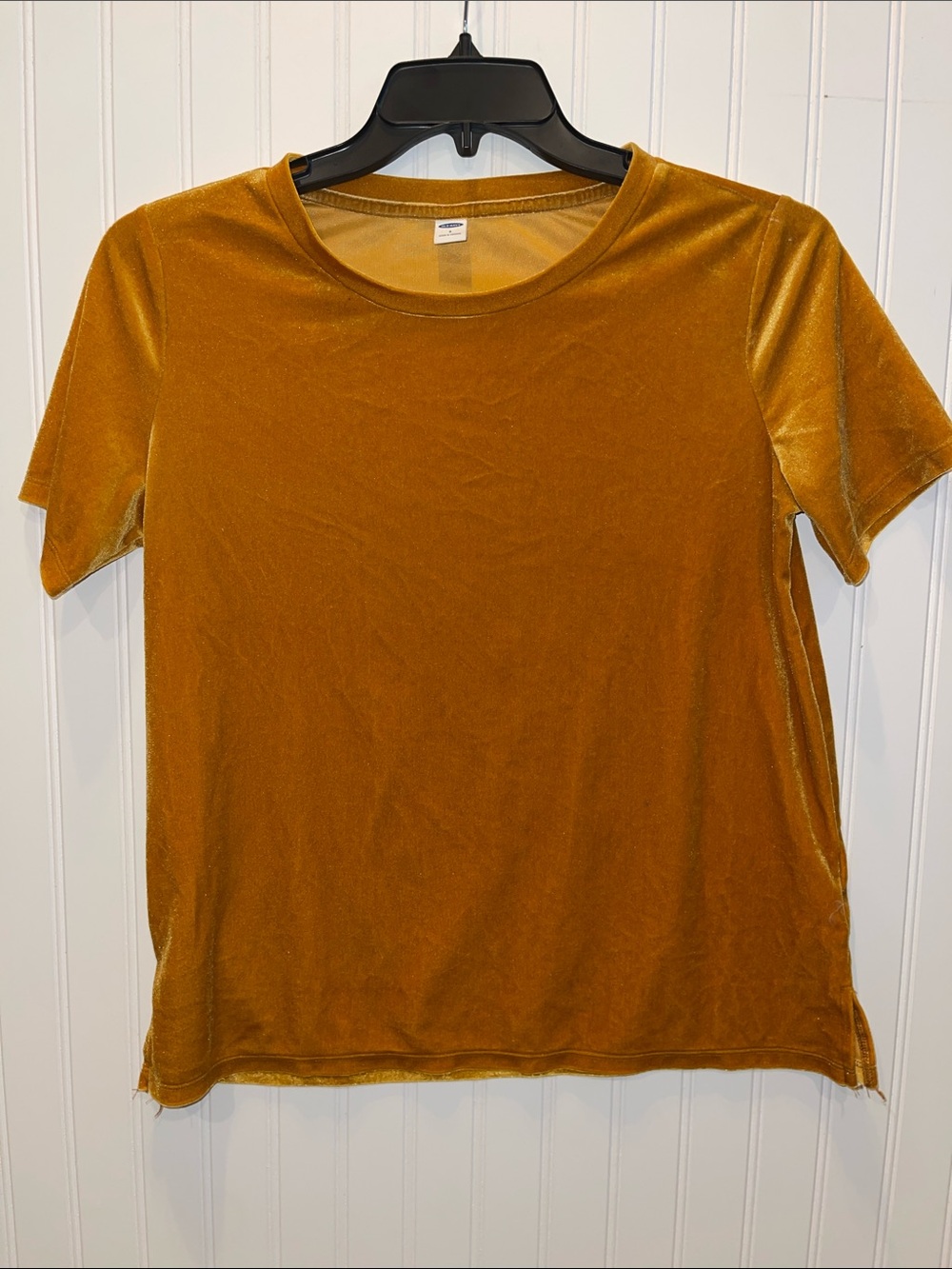 Old Navy Velvet Short Sleeve Tee in Mustard